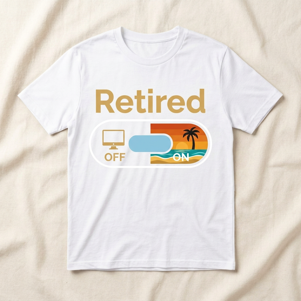 White Retired beach toggle T-shirt