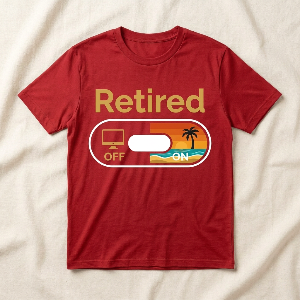 Red Retired beach toggle T-shirt